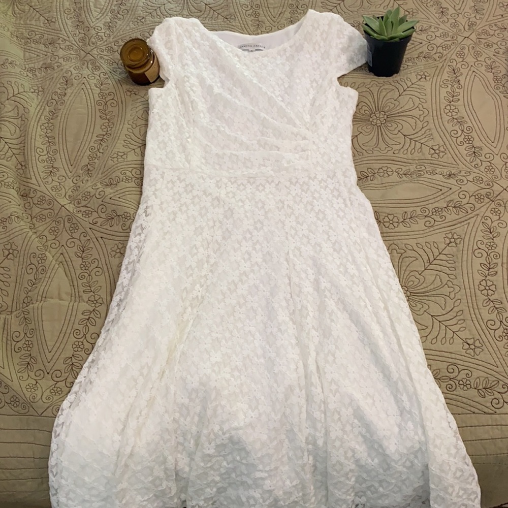 Sandra Darren White Lace Maxi Dress